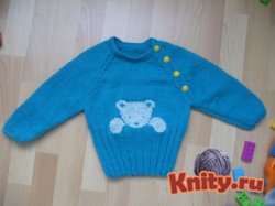 Вязание детского пуловера с мишкой